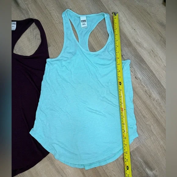 PINK Victoria's Secret Burgundy and Teal racer back tank tops - Picture 6 of 9